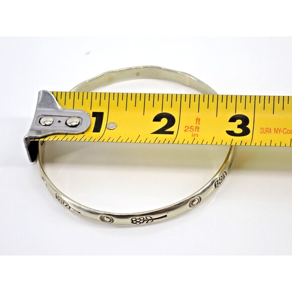 Sterling Silver Bangle Bracelet Signed Solid 925 Handmade Made in Mexico 3" dia - Picture 8 of 9